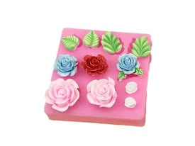 Molde silicona 7 rosas 4 flores